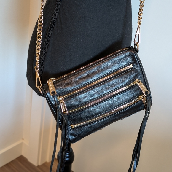 Rebecca Minkoff Black Crossbody Bag with Gold Chain - Picture 6 of 11
